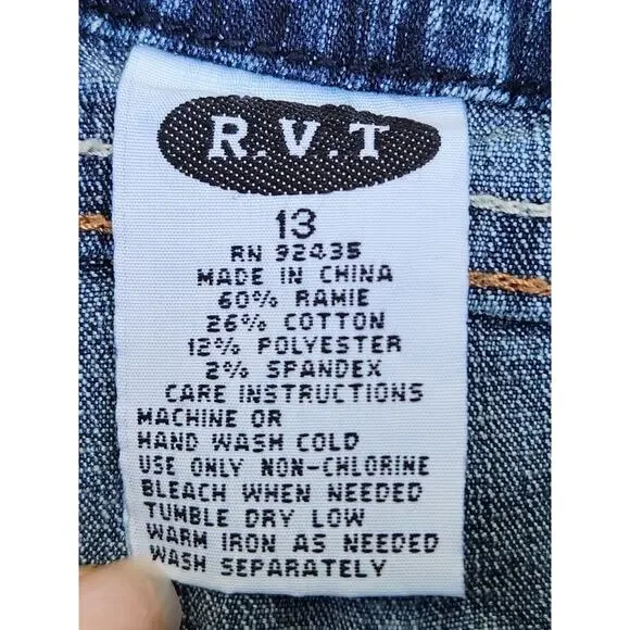 R.V.T. Jeans Jrs. Sz 13 Blue Denim Bootcut Faux Zip Pockets Mid-Rise Y2K VTG - Picture 6 of 6